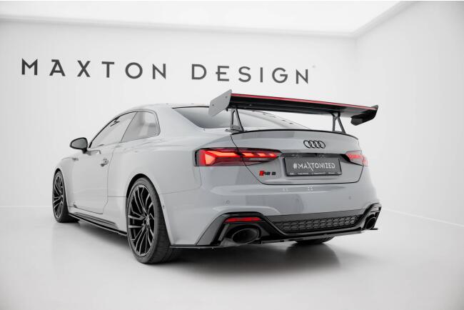 Maxton Design Carbon Heckflügel Heckspoiler mit Schwanenhals Halterungen und LED für Audi A5 / A5 S-Line / S5 / RS5 Coupe F5 / F5 Facelift