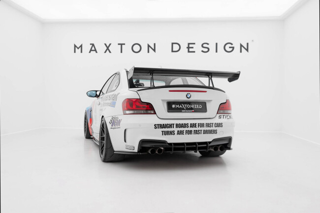 Maxton Design Carbon Heckflügel Heckspoiler mit Schwanenhals Halterungen für BMW 1er M E82