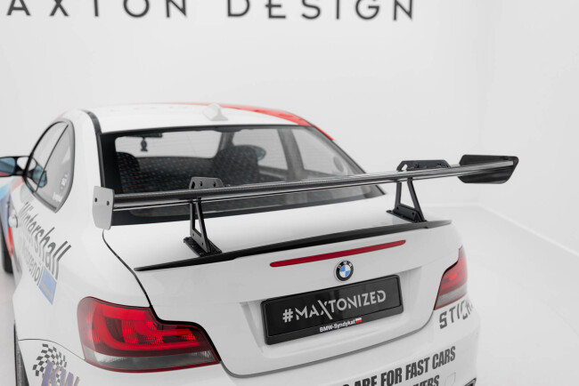 Maxton Design Carbon Heckflügel Heckspoiler mit Schwanenhals Halterungen für BMW 1er M E82