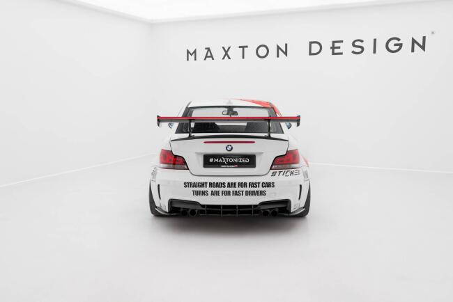 Maxton Design Carbon Heckflügel Heckspoiler mit Schwanenhals Halterungen und LED für BMW 1er M E82