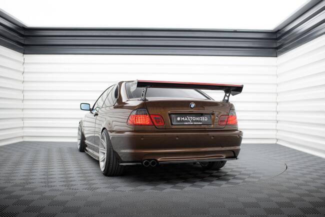 Maxton Design Carbon Heckflügel Heckspoiler mit Standfuß außen und LED für BMW 3er Coupe E46