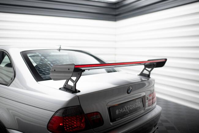 Maxton Design Carbon Heckflügel Heckspoiler mit Standfuß außen und LED für BMW 3er Coupe E46