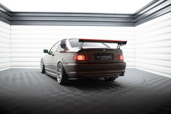 Maxton Design Carbon Heckflügel Heckspoiler mit Standfuß außen und LED für BMW 3er Coupe E46