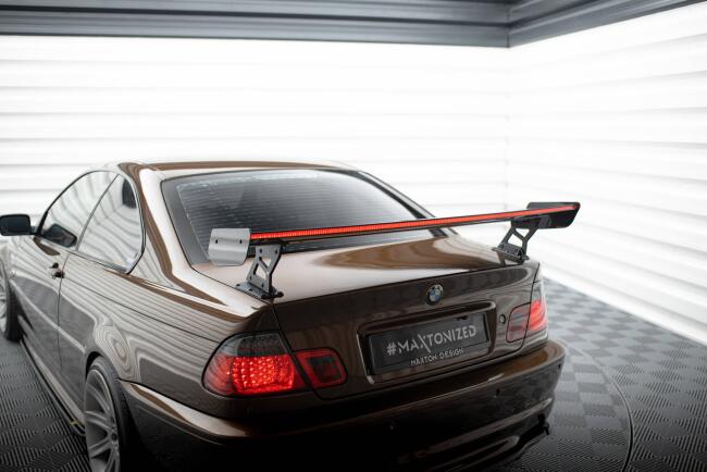 Maxton Design Carbon Heckflügel Heckspoiler mit Standfuß außen und LED für BMW 3er Coupe E46