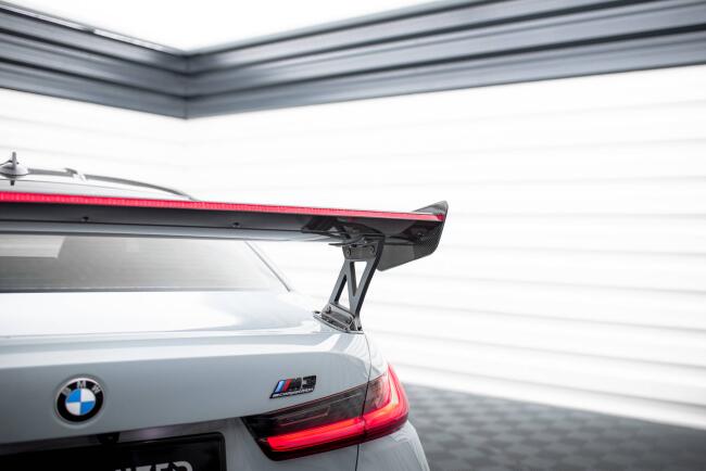 Maxton Design Carbon Heckflügel Heckspoiler mit Standfuß außen und LED für BMW M3 G80 / M340i G20 / 3 M-Paket G20 / 3 Standard G20