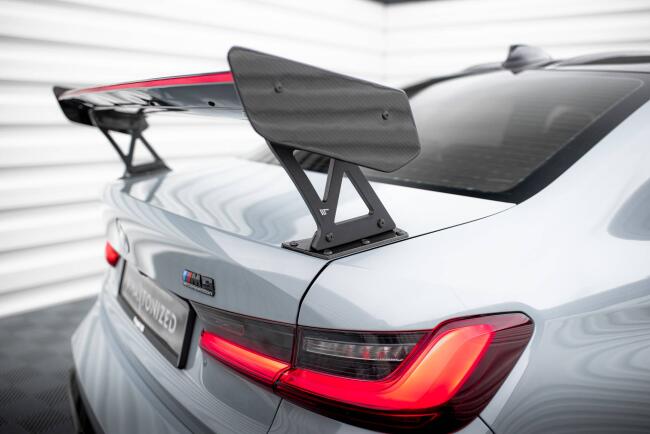 Maxton Design Carbon Heckflügel Heckspoiler mit Standfuß außen und LED für BMW M3 G80 / M340i G20 / 3 M-Paket G20 / 3 Standard G20