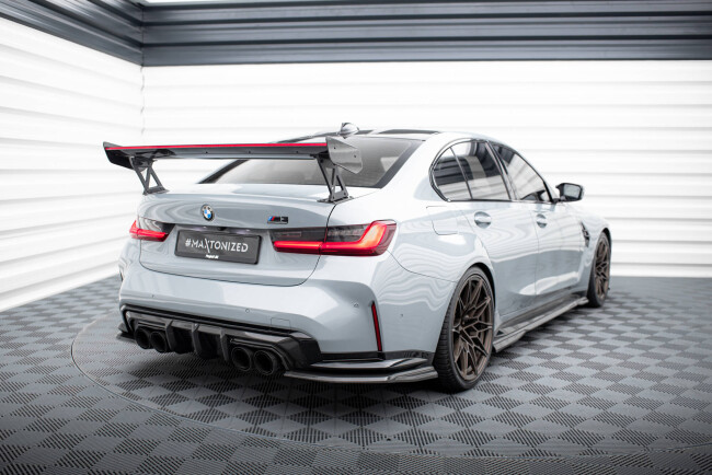 Maxton Design Carbon Heckflügel Heckspoiler mit Standfuß außen und LED für BMW M3 G80 / M340i G20 / 3 M-Paket G20 / 3 Standard G20