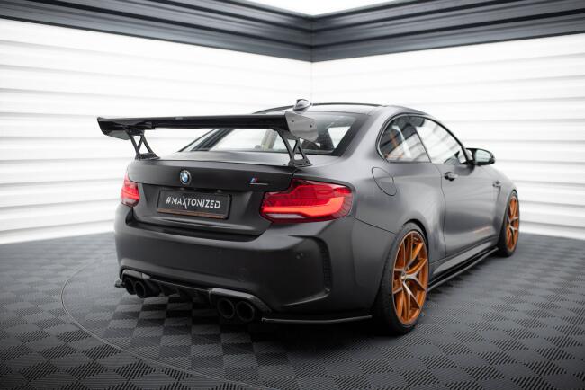 Maxton Design Carbon Heckflügel Heckspoiler mit Standfuß außen für BMW M2 F87 / 2 / 2 M-Paket F22