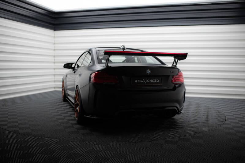 Maxton Design Carbon Heckflügel Heckspoiler mit Standfuß außen und LED für BMW M2 F87 / 2 / 2 M-Paket F22