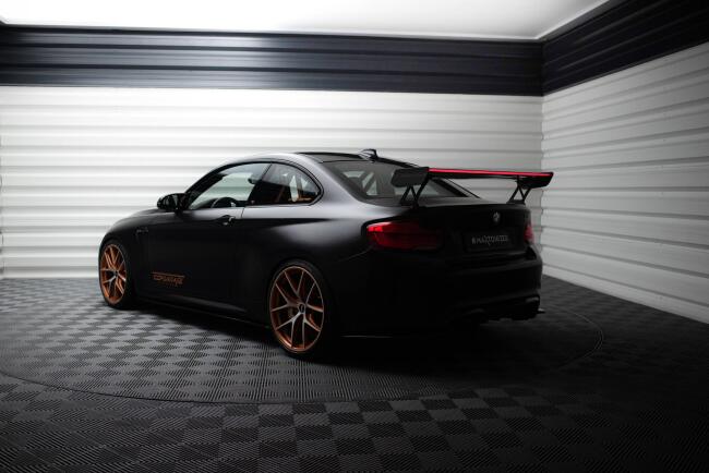 Maxton Design Carbon Heckflügel Heckspoiler mit Standfuß außen und LED für BMW M2 F87 / 2 / 2 M-Paket F22