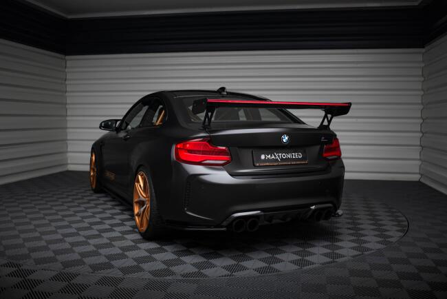Maxton Design Carbon Heckflügel Heckspoiler mit Standfuß außen und LED für BMW M2 F87 / 2 / 2 M-Paket F22