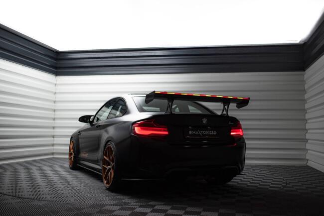 Maxton Design Carbon Heckflügel Heckspoiler mit Standfuß innen und LED für BMW M2 F87 / 2 / 2 M-Paket F22