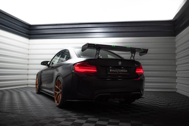 Maxton Design Carbon Heckflügel Heckspoiler mit Standfuß innen und LED für BMW M2 F87 / 2 / 2 M-Paket F22