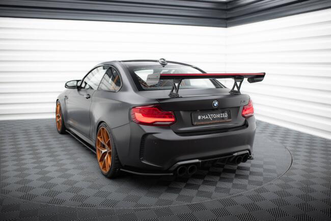 Maxton Design Carbon Heckflügel Heckspoiler mit Standfuß innen und LED für BMW M2 F87 / 2 / 2 M-Paket F22