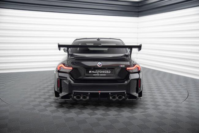 Maxton Design Carbon Heckflügel Heckspoiler mit Standfuß außen und LED für BMW M2 G87 / M240i / 2 M-Paket / 2 Standard G42