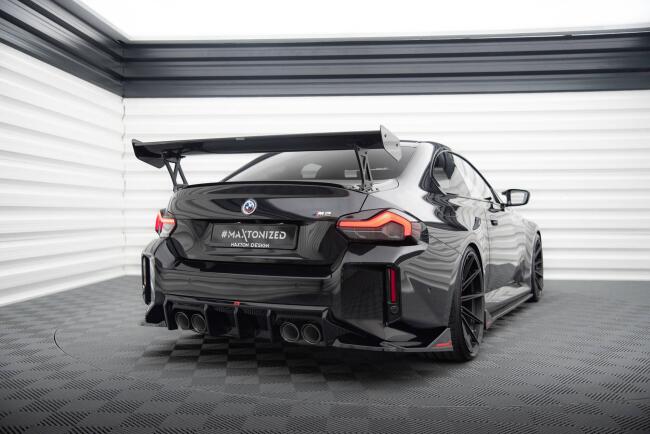 Maxton Design Carbon Heckflügel Heckspoiler mit Standfuß außen und LED für BMW M2 G87 / M240i / 2 M-Paket / 2 Standard G42