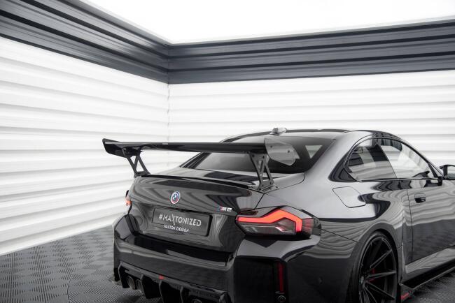 Maxton Design Carbon Heckflügel Heckspoiler mit Standfuß außen und LED für BMW M2 G87 / M240i / 2 M-Paket / 2 Standard G42