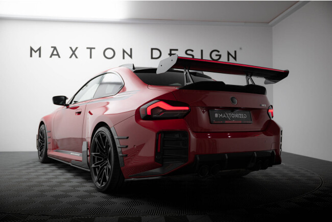 Maxton Design Carbon Heckflügel Heckspoiler mit Schwanenhals Halterungen und LED für BMW M2 G87