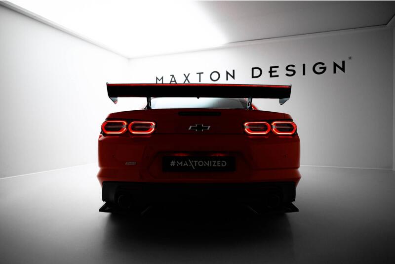 Maxton Design Carbon Heckflügel Heckspoiler mit Standfuß innen und LED für Chevrolet Camaro SS Mk6 Facelift