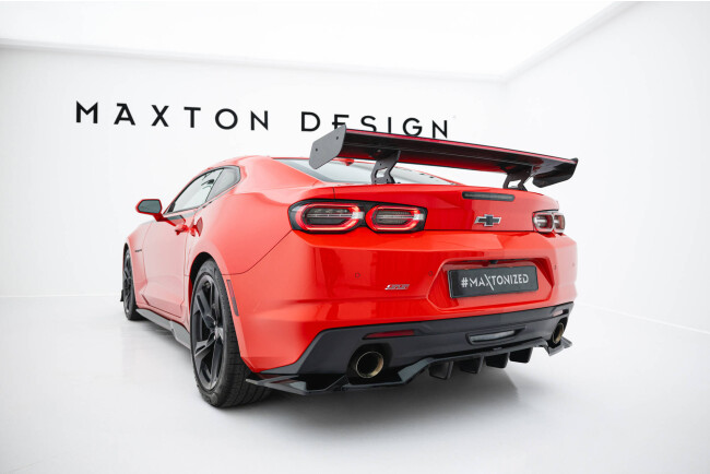 Maxton Design Carbon Heckflügel Heckspoiler mit Standfuß innen und LED für Chevrolet Camaro SS Mk6 Facelift