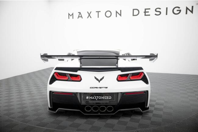 Maxton Design Carbon Heckflügel Heckspoiler mit Schwanenhals Halterungen für Chevrolet Corvette Stingray / Grand Sport C7