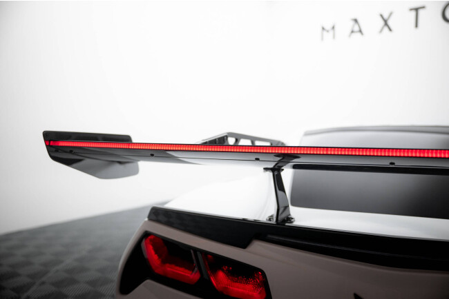 Maxton Design Carbon Heckflügel Heckspoiler mit Schwanenhals Halterungen und LED für Chevrolet Corvette Stingray / Grand Sport C7