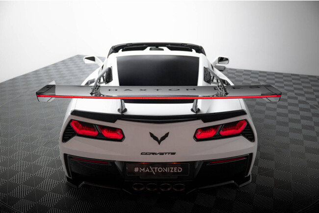 Maxton Design Carbon Heckflügel Heckspoiler mit Schwanenhals Halterungen und LED für Chevrolet Corvette Stingray / Grand Sport C7