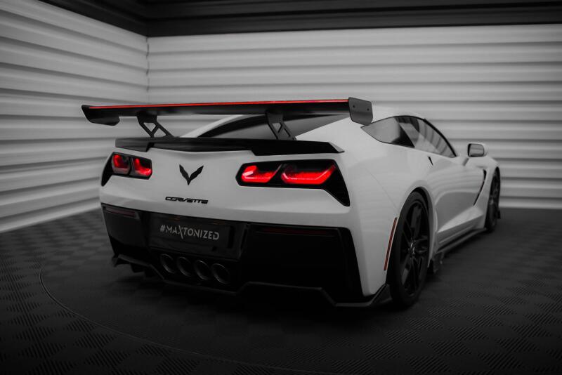 Maxton Design Carbon Heckflügel Heckspoiler mit Standfuß innen und LED für Chevrolet Corvette Stingray / Grand Sport C7