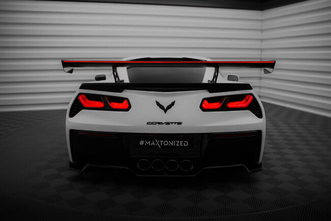 Maxton Design Carbon Heckflügel Heckspoiler mit Standfuß innen und LED für Chevrolet Corvette Stingray / Grand Sport C7
