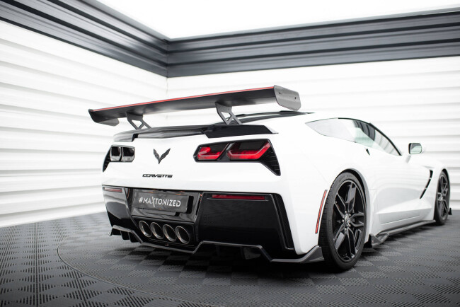 Maxton Design Carbon Heckflügel Heckspoiler mit Standfuß innen und LED für Chevrolet Corvette Stingray / Grand Sport C7