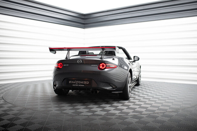 Maxton Design Carbon Heckflügel Heckspoiler mit Schwanenhals Halterungen und LED für Mazda MX-5 ND (Mk4)