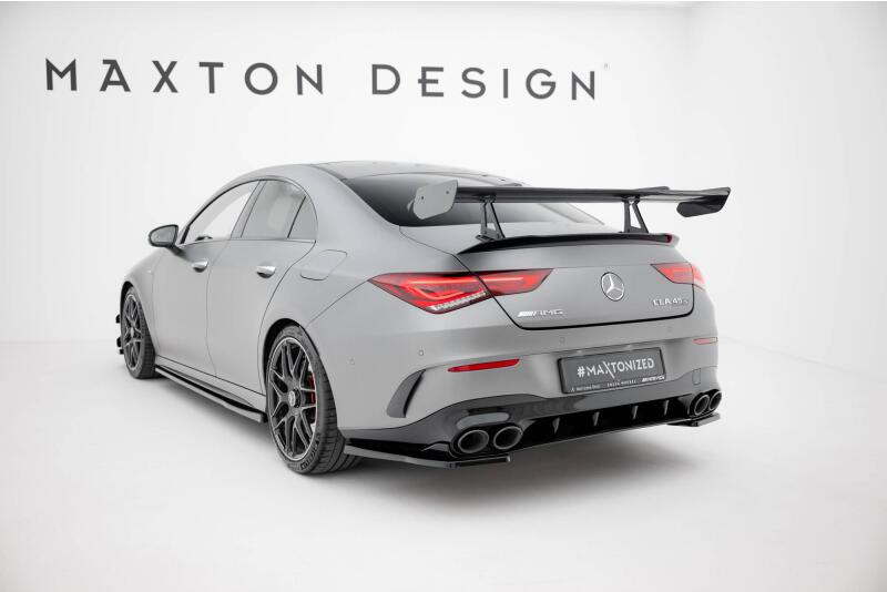 Maxton Design Carbon Heckflügel Heckspoiler mit Schwanenhals Halterungen für Mercedes-Benz CLA Coupe C118 / C118 Facelift
