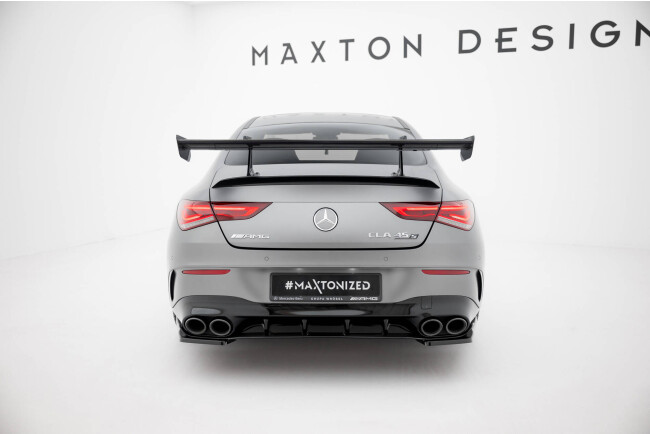 Maxton Design Carbon Heckflügel Heckspoiler mit Schwanenhals Halterungen für Mercedes-Benz CLA Coupe C118 / C118 Facelift