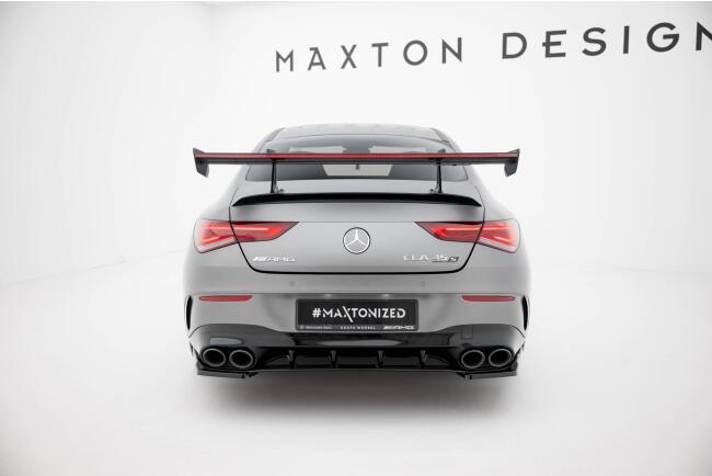 Maxton Design Carbon Heckflügel Heckspoiler mit Schwanenhals Halterungen und LED für Mercedes-Benz CLA Coupe C118 / C118 Facelift