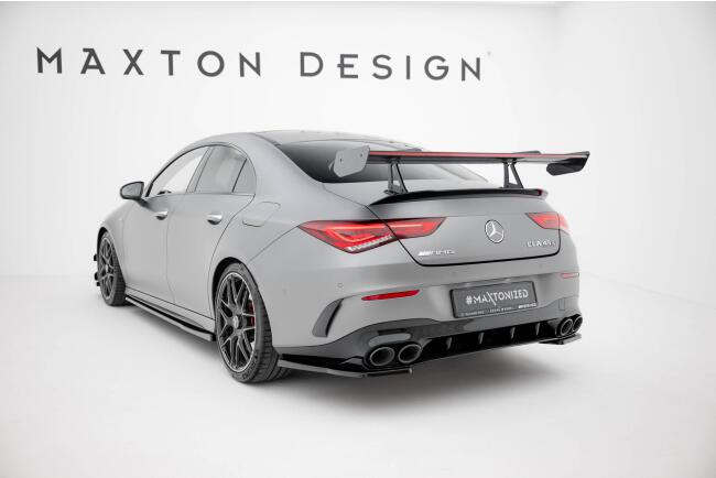 Maxton Design Carbon Heckflügel Heckspoiler mit Schwanenhals Halterungen und LED für Mercedes-Benz CLA Coupe C118 / C118 Facelift