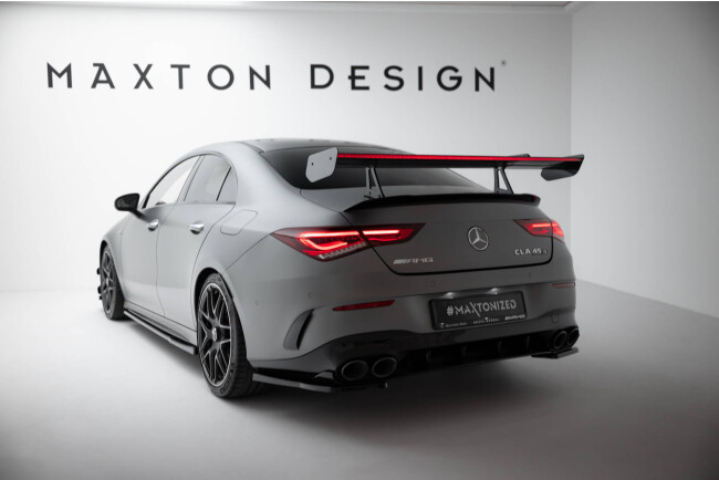 Maxton Design Carbon Heckflügel Heckspoiler mit Schwanenhals Halterungen und LED für Mercedes-Benz CLA Coupe C118 / C118 Facelift