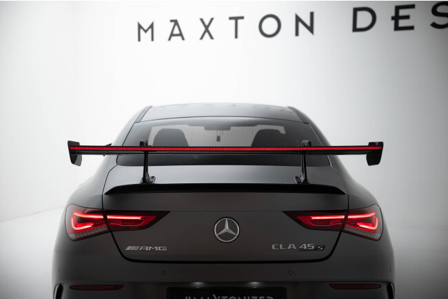 Maxton Design Carbon Heckflügel Heckspoiler mit Schwanenhals Halterungen und LED für Mercedes-Benz CLA Coupe C118 / C118 Facelift