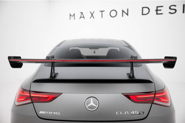 Maxton Design Carbon Heckflügel Heckspoiler mit Schwanenhals Halterungen und LED für Mercedes-Benz CLA Coupe C118 / C118 Facelift