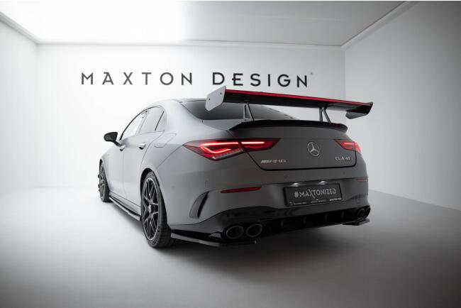 Maxton Design Carbon Heckflügel Heckspoiler mit Schwanenhals Halterungen und LED für Mercedes-Benz CLA Coupe C118 / C118 Facelift