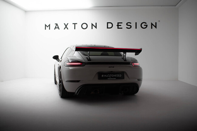 Maxton Design Carbon Heckflügel Heckspoiler mit Standfuß innen V.1 und LED für Porsche 718 Cayman 982c