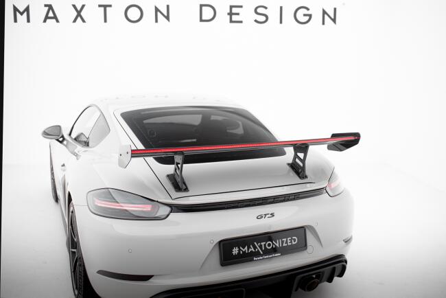 Maxton Design Carbon Heckflügel Heckspoiler mit Standfuß innen V.1 und LED für Porsche 718 Cayman 982c