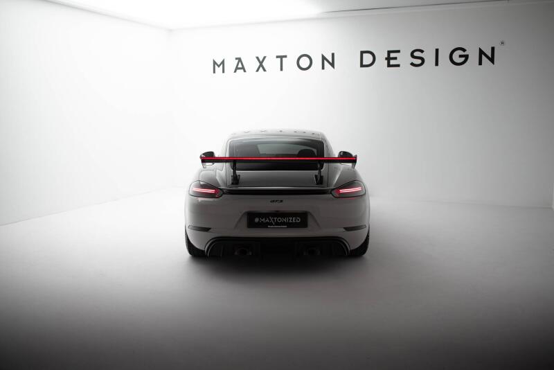 Maxton Design Carbon Heckflügel Heckspoiler mit Standfuß innen V.2 und LED für Porsche 718 Cayman 982c