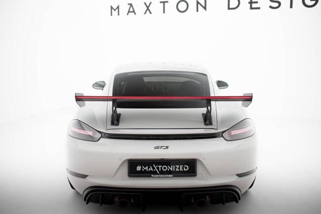 Maxton Design Carbon Heckflügel Heckspoiler mit Standfuß innen V.2 und LED für Porsche 718 Cayman 982c
