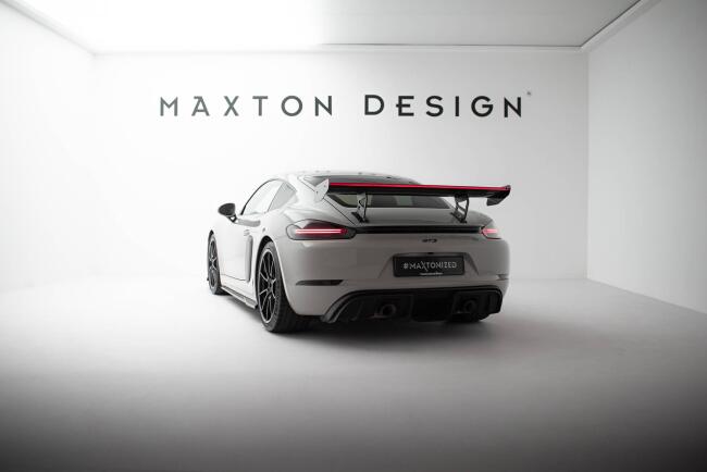 Maxton Design Carbon Heckflügel Heckspoiler mit Standfuß innen V.2 und LED für Porsche 718 Cayman 982c