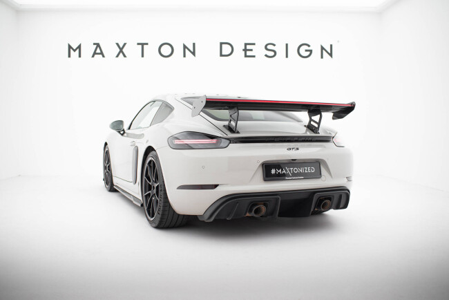 Maxton Design Carbon Heckflügel Heckspoiler mit Standfuß innen V.2 und LED für Porsche 718 Cayman 982c