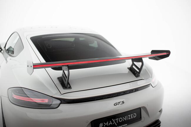 Maxton Design Carbon Heckflügel Heckspoiler mit Standfuß innen V.2 und LED für Porsche 718 Cayman 982c