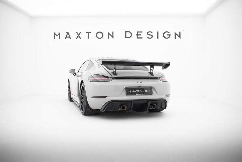 Maxton Design Carbon Heckflügel Heckspoiler mit Standfuß innen V.1 für Porsche 718 Cayman 982c