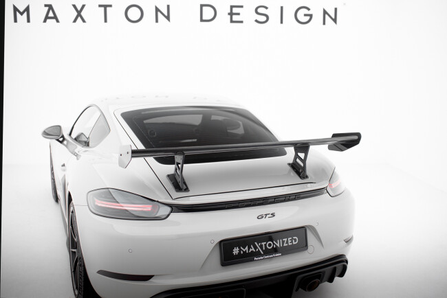 Maxton Design Carbon Heckflügel Heckspoiler mit Standfuß innen V.1 für Porsche 718 Cayman 982c