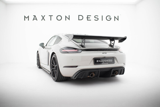 Maxton Design Carbon Heckflügel Heckspoiler mit Standfuß innen V.2 für Porsche 718 Cayman 982c