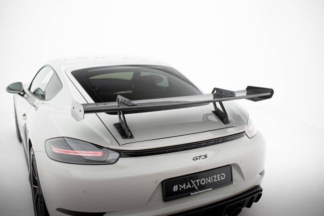 Maxton Design Carbon Heckflügel Heckspoiler mit Schwanenhals Halterungen V.1 für Porsche 718 Cayman 982c